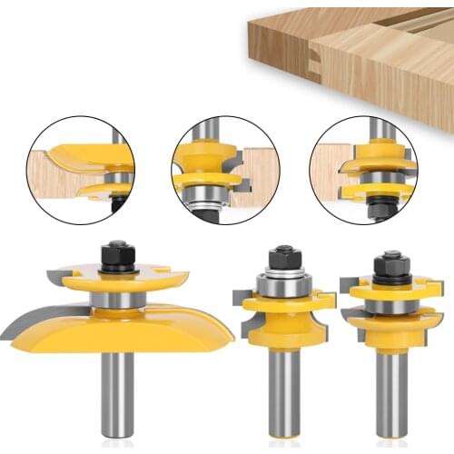 LAVIE 3pcs 12mm 1/2" Shank Round Over Rail & Stile Cove Panel Raiser Router Bit Set Tenon Cutter Milling Cutter for Wood MC03125