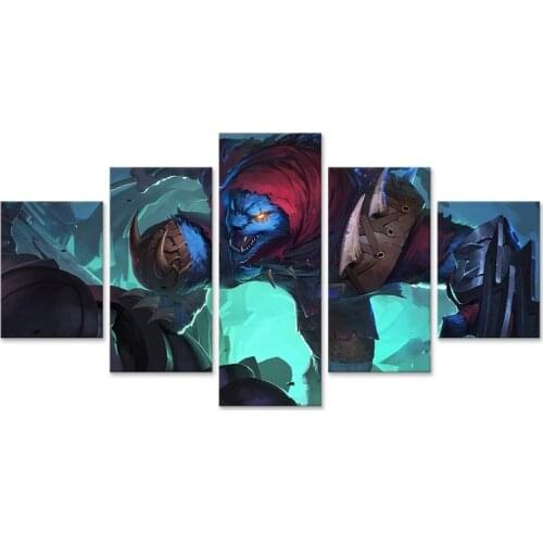 LoL Rengar Warrior Wall Art Canvas Painting Home Decor 5 Pieces Modular Living Room Modern Cuadros Game Picture