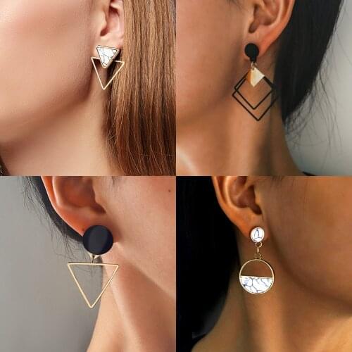 New Fashion Round Dangle Drop Korean Earrings For Women Geometric Round Heart Gold Earring Wedding 2019 kolczyki Jewelry
