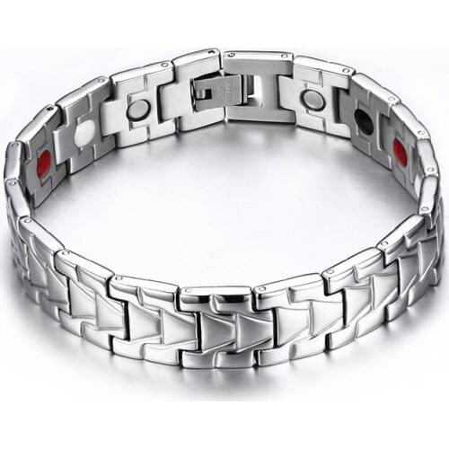 Original Silver Color Stainless steel magnet germanium bracelets for men anniversary gift party man jewelry