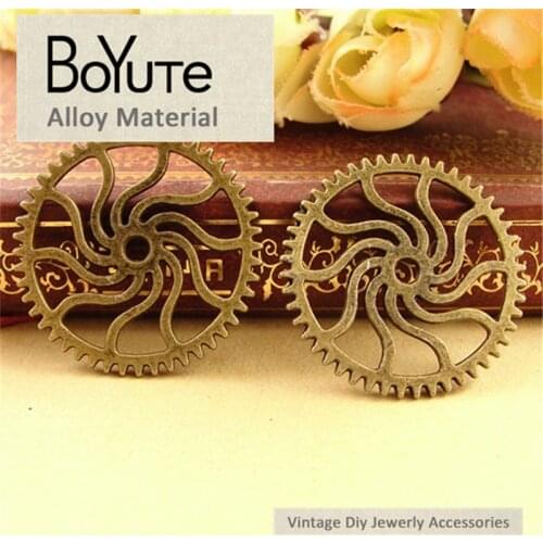 BoYuTe (60 Pieces/Lot) 25MM Antique Bronze Plated Zinc Alloy Materials Gear Pendants for Jewelry Making Findings Diy Accessories