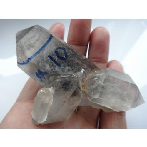 Rare Natural Black Phantom Bone Crystal Double-Ended Specimen+ Blisters