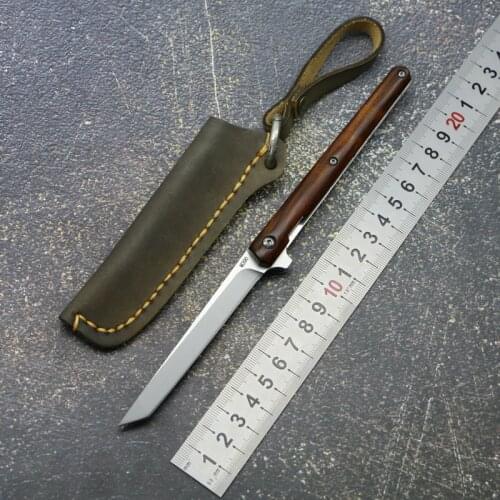 Customized Pen folding knife M390 blade wooden handle copper bearing hunting camping portable pocket fruit knives EDC tools
