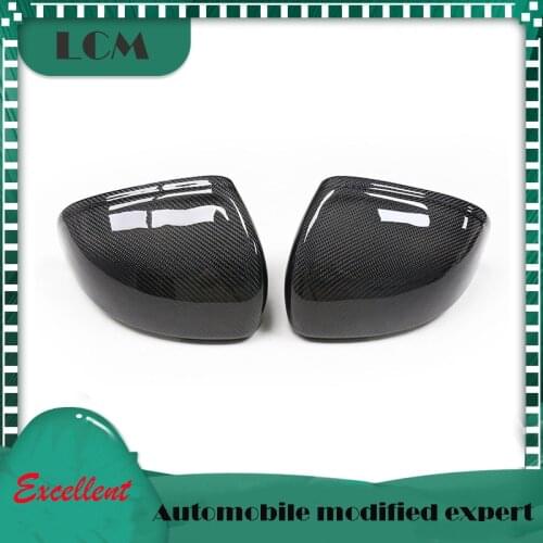 Replacement Type Gloss Black ABS+Carbon Fiber Body Side Rear View Mirror Cover For-Volvo V60 S60 2020-on