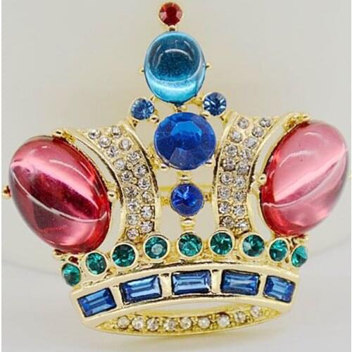 APY Vintage brooch Red crown jewel brooch exquisite gift Cristalino Imperial Charms Full Of Jewelry Wedding