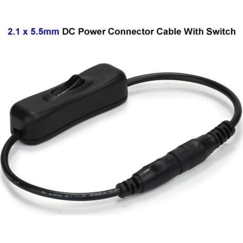 Inline Switch On Off with Female Male Power Cable 5.5x2.1mm DC Connector Jack Wire Switch 5V 12V 24V for CCTV LED Strip Light