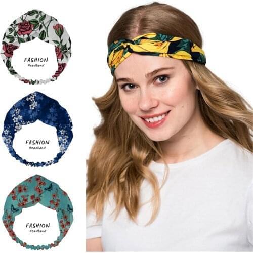 Women Girls four seasons Hair Bands Floral Print Headbands Retro Turban Bandage Bandanas HairBands Hair Accessories Headwrap