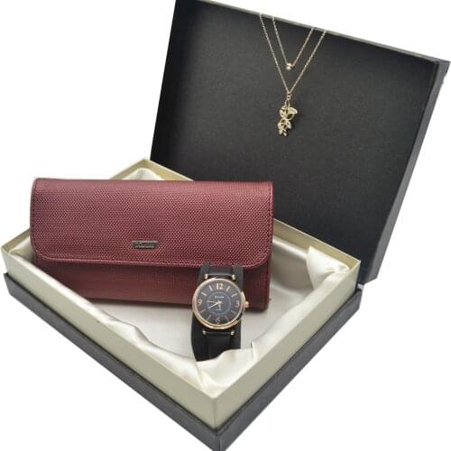Womens Gift Set - Karlino Wallet + Spectrum Watch + Necklace