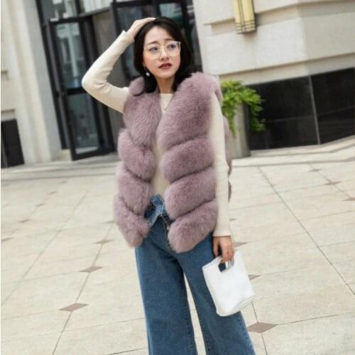 Winter Warm Real Fox Fur Vest Coats New Arrival 2018 Women Clothes Korean Vintage Fox Fur Coat Jacket Manteau Femme Hiver ZL602