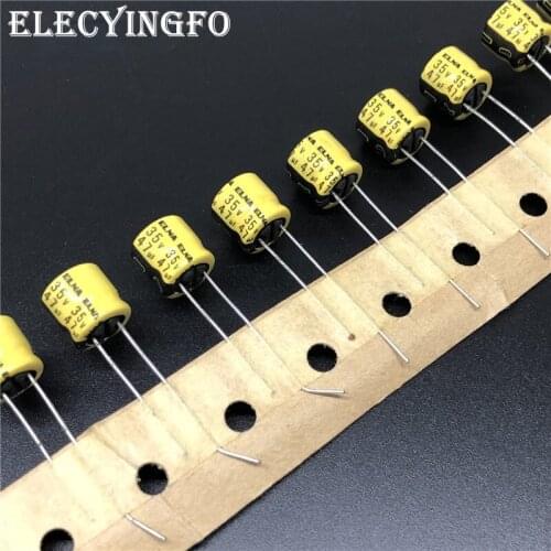 10pcs/100pcs 47uF 35V ELNA 8x7mm Low profile 35V47uF Audio Capacitor Yellow