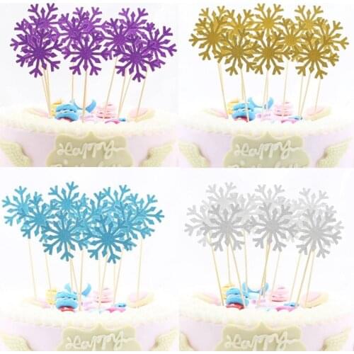10pcs/lot Snowflake Cake Topper Christmas Cake Decorations Kids Baby Shower Girl Birthday Festival Party Supplies Accessories
