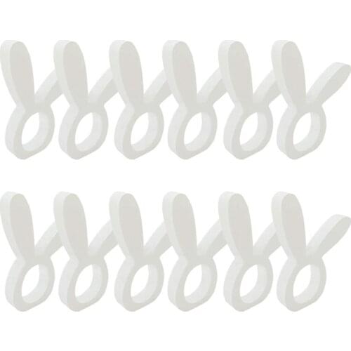 Napkin Rings White Rabbit Napkin Ring Holders Wooden Napkin Rings for Easter Wedding Birthday Party Supplies 12 Pieces