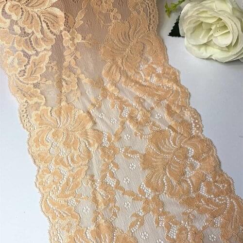 3y/lot width 19cm Elastic Stretch Lace Trims Light Orange For Clothing Accessories Dress Sewing Applique Costume Lace Fabrics