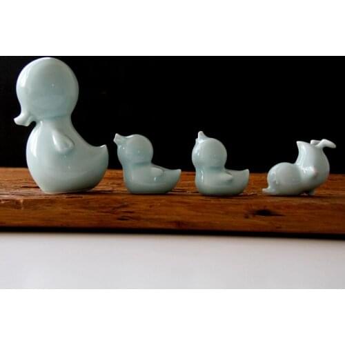 4Pcs/Set Jingdezhen Ceramic Duck Arts Crafts Handmade Figurines Fairy Garden Miniatures Creative Home Decoration Accessories