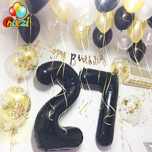 40inches Black Number Foil Balloons Digit Helium Ballons Birthday Party Decorations Kids adult Wedding ball Event Party Supplies