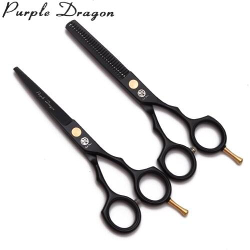 5.5" 16cm Stainless Z1104 Purple Dragon Black Hairdressing Scissors Cutting Scissors Thinning Shears Professional Hair Scissors