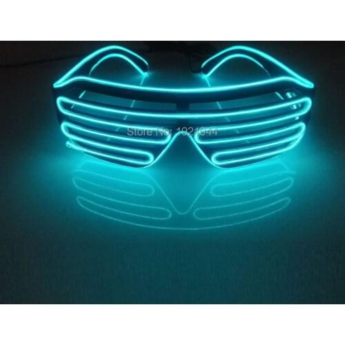 50pcs Wholesale EL Wire Glowing Shutter Shape Glasses 10Colors Select Glow Party Performance props Voice Control