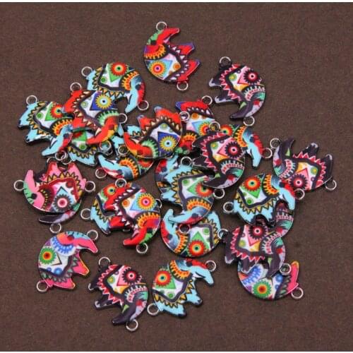 5pcs mixed color Enamel drop oil cute elephant charm connector for female girls DIY jewelry making bracelet accessories wholes