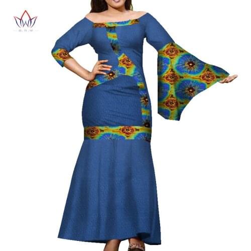 Dashiki African Dresses for Women Colorful Daily Wedding African Dresses for Women African Women Party Ankle-Length Dress WY7959