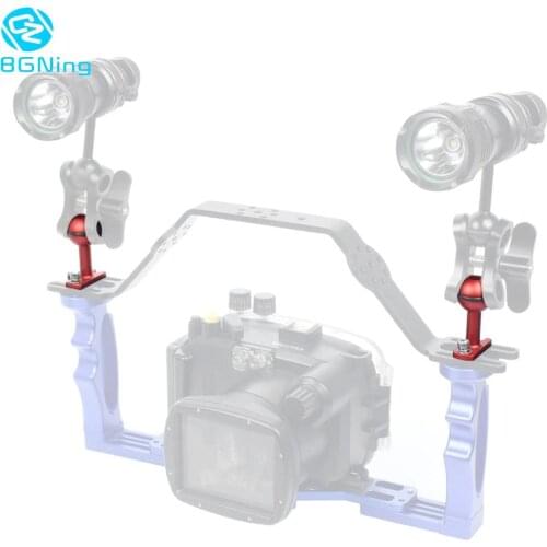 BGNing Aluminum 1" inch Ball Head Mount w/ 1/4" 3/8" M5 Thread Screws Hole for Underwater SLR Camera Bracket Tripod Clip Adapter