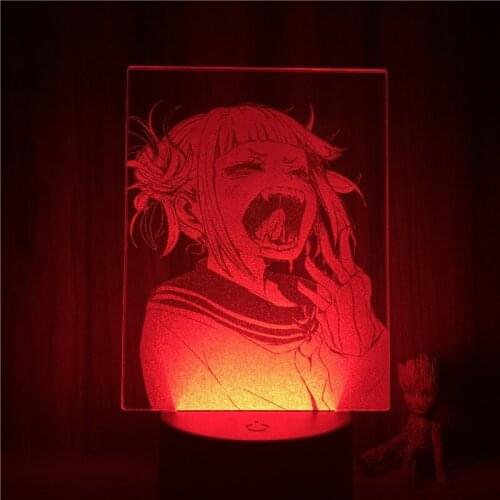 Anime My Hero Academia Himiko Toga Boku no Hero Action Figure 3D Nightlight 7 Colors Touch Optical Illusion Table Lamp Gift Mod