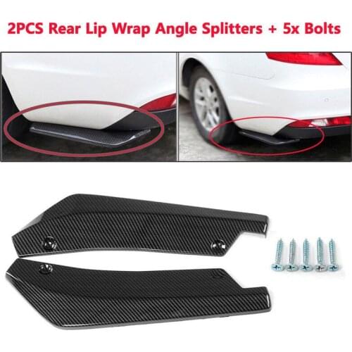 2pcs Universal Gloss Carbon Fiber Car Wrap Angle Splitter Protector Side Fins Rear Bumper Spoiler Canards Anti-crash Diffuser