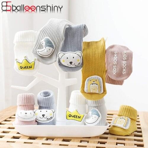 Balleenshiny Cartoon Printing Doll In Tube Newborn Baby Socks Dispensing Non-slip Infant Toddler Socks Children Floor Socks