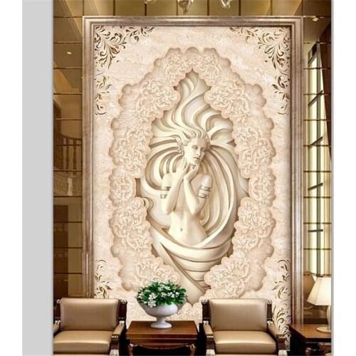 Beibehang Custom wallpaper 3d photo mural European pattern relief long hair beauty porch aisle backdrop papel de parede wallpape