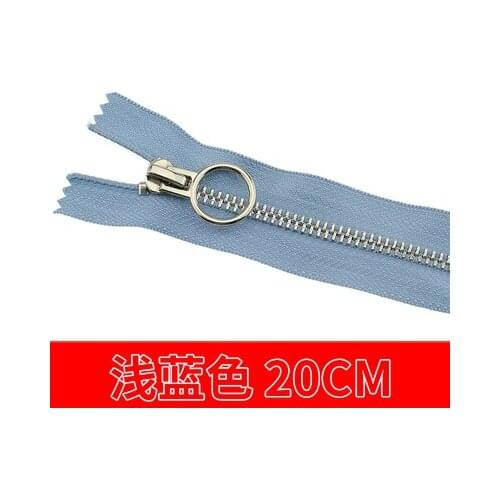 Free shipping 10pcs/lot 20cm light blue zipper 5# Metal zipper Round zipper head clothing trousers zipper accessories