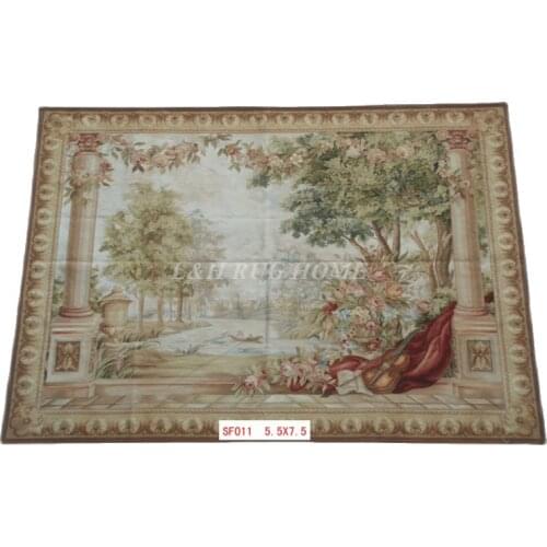 Free Shipping 100% 5.5'X7.5' French Aubusson Tapestry Handwoven wall haning tapestry, Gobelin tapestry
