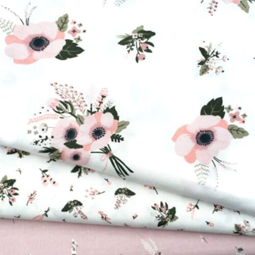 Buulqo 100% cotton Twill fabric prints flower material for sewing upholstery cotton patchwork quilting dress making cloth