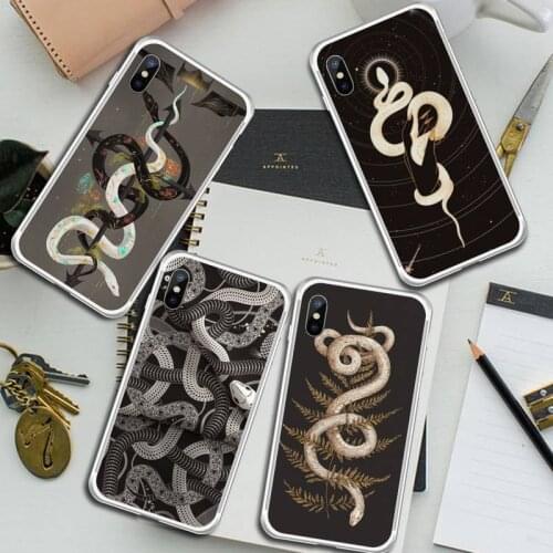 Snake Animal painting coque Phone Case Transparent for iPhone 6 7 8 11 12 s mini pro X XS XR MAX Plus