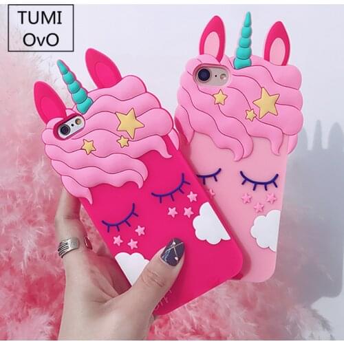 Luxury 3D Cute Cartoon Unicorn Horse Case For iPhone 5 5S 5SE 6 6s 7 8 Plus Soft Silicone Rubber Cover For iPhone X Phone Cases