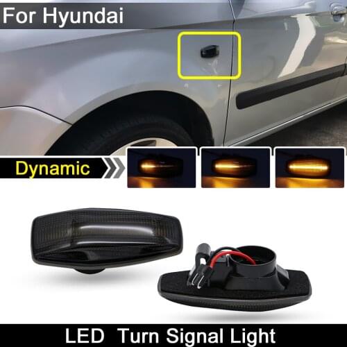 For Hyundai Sonata Tucson Elantra Tiburon Accent Smoked Lens LED Side Marker Light Dynamic Amber Turn Signal Lamp