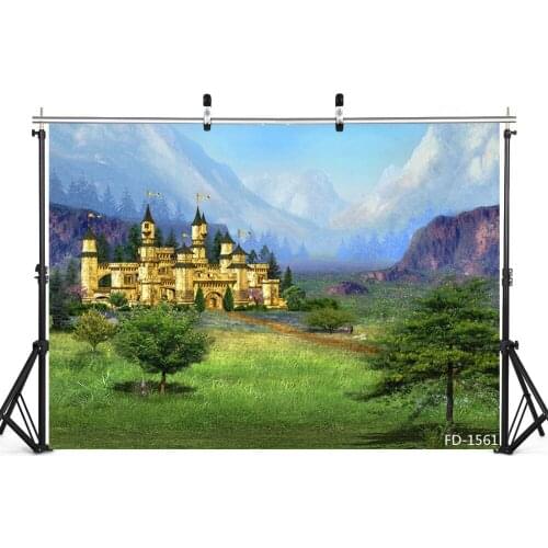 Castle Grass Photographic Backdrop for Photo Shoot Props Child Kids Baby Vinyl Cloth Printed Photographic Background Photo Booth