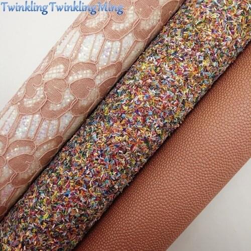Mixed Colors Glitter Fabric, Caviar Faux Fabric, Synthetic Leather Fabric Sheets For Bow A4 21x29CM Twinkling Ming XM769