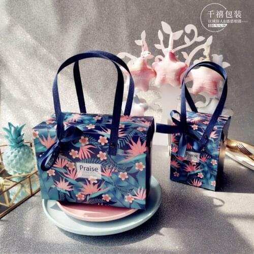 Blue forest portable chocolate candy cookies pastry paper packaging flower gift box birthday Party supplies упаковка для мыла