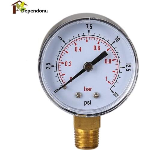 0/15 PSI 0/1 Bar Pressure Gauge Fuel Air Compressor Meter Hydraulic Pressure Tester Manometer Double Scale Pressure Measurer