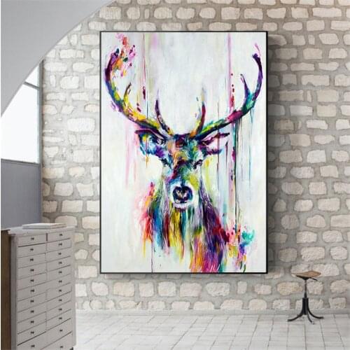 Watercolor Deer Head Stag Animal Posters and Prints Canvas Painting Wall Picture Scandinavian Nordic Wall Art Nursery Kids Decor
