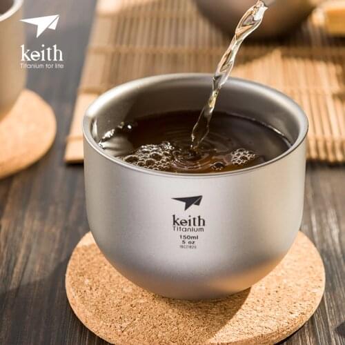 Keith pure titanium 150ML mug double insulation anti-scalding titanium cup coffee cup mug