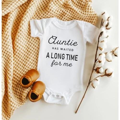 Auntie Has Waited A Long Time For Me Newborn Baby Bodysuits Cute Body Baby Rompers Cotton Boys Girls Onesie Body Baby Clothes