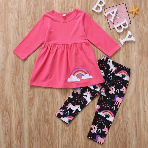 2pcs Unicorn Kids Girl clothes set Children Outfit Clothes sleeveless top +Leggings Pants Set clothes 2-7y