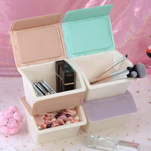Korea Cute Student Desktop Japanese Mini Storage Box Organizer Storage Finishing Storage Box Pink Collapsible Storage Bucket