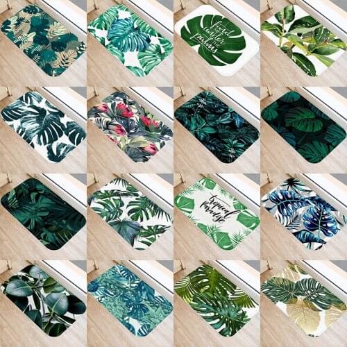 Tropical Palm Leaf Cactus Monstera Pattern 40*60 Door Mat Coral Velvet Carpet Rubber Indoor Floor Mats Non-Anti-Slip Rug 48223-4