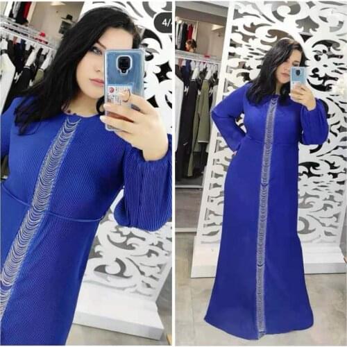 Tilapia plus size summer chiffon maxi long muslim abaya dress elegant casual solid pleated vestidos with inner
