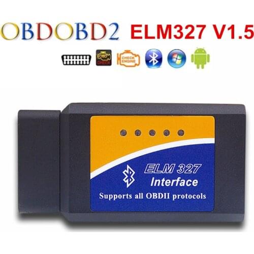 Best Quality ELM327 V1.5 ELM 327 Bluetooth Support All OBD2 Portocols Multi-Languages OBD2 Diagnostic Scanner Free Ship