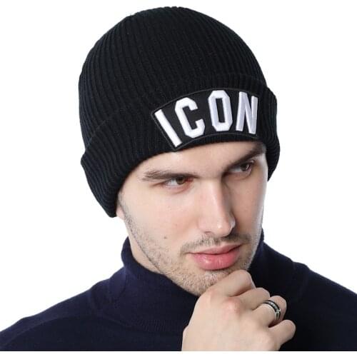 DSQICOND2 Skullies Beanie Embroidery Skiing Knitted Hats ICON Women Men Winter Cap Warm Baggy Beanies Knit Skullies Bonnet Caps