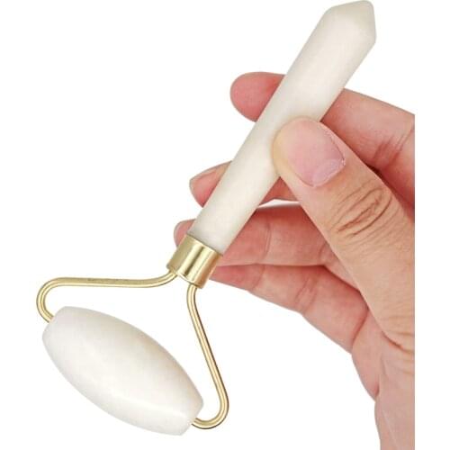 1pc White Facial Massage Roller Jade Stone Facial Slimming Massage Roller Face Lift Hands Beauty Health Skin Care Tools