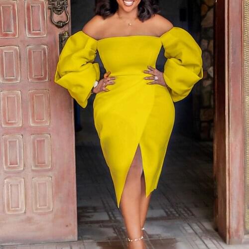 Fashion African Summer Dresss Sexy Women Slash Neck Elegant Evening Night Dress Midi Robe Femme Vestiods Dresses 2021