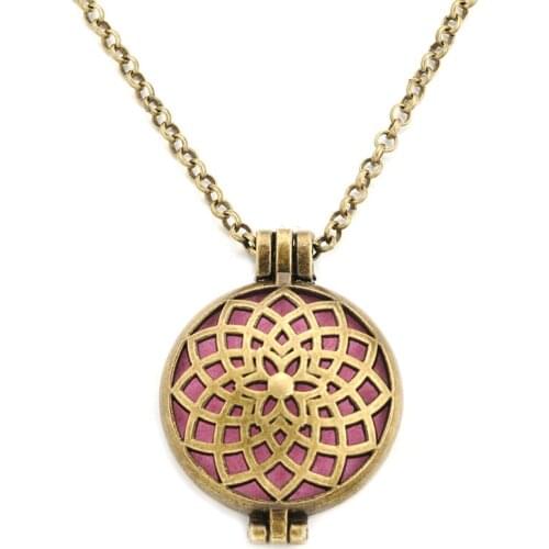 MODKISR Send A Gift ! 30mm Wholesale fashion Lotus Essential Oil Diffusing Necklace Rich Retro Charm Star Aroma Locket Pendant
